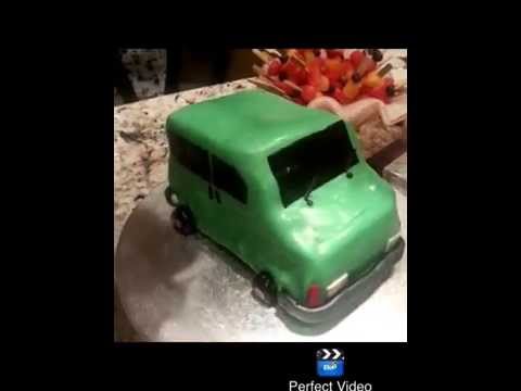 Green van fondant cake