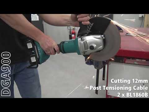 Makita DGA900ZX1 Akumuliatorinis kampinis šlifuoklis, 18 V, ø230mm, 6000 min-1, "paddle" jungiklis, Be akumuliatorių ir kroviklio! video