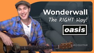 Video thumbnail of "Oasis Wonderwall Guitar Lesson * Correct Strumming! *"