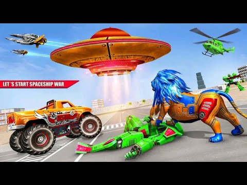 Space Robot Car Games - Lion Robot 3D 2021 Games Androit Game Play #01 Video