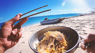 Eat What You Catch, Crispy Noodle Fish Salad - Overnight Solo Island Camping - Day 2