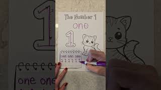 The number 1 worksheet with a cute kitten 😸. Get all my worksheets at formomswithminis.com
