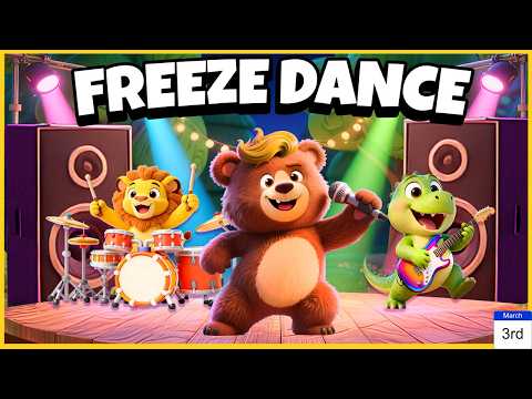 Going on a Bear Freeze Dance | Alien T-rex Escape | Brain Break Chase for Kids | Coach Tiny Jenny