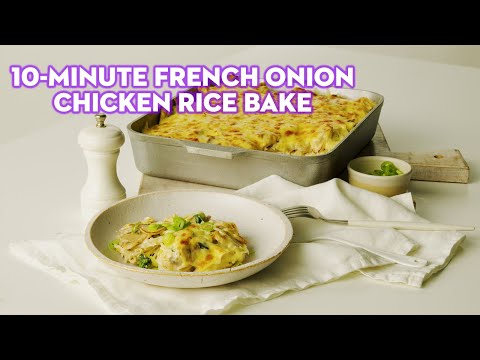10-minute French onion chicken rice bake | taste.com.au