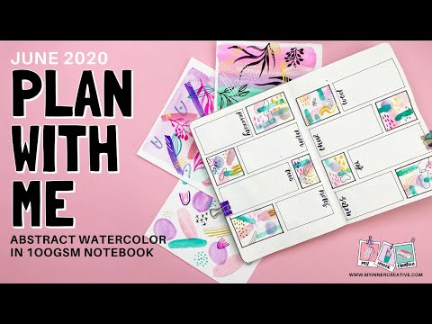 PLAN WITH ME | June 2020 Easy Abstract Watercolor in your Bullet Journal