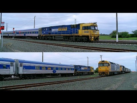 6AM8 Overland Passenger Train Crosses Grain Train - PoathTV Australian Railways