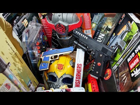 New Toys !! Toy Guns - Weapons in Box - Shredder Mask & Transformers Bumblebee