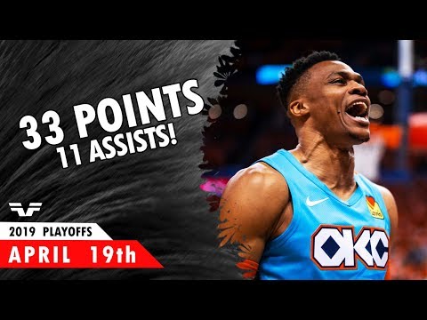 Russell Westbrook - WCR1 Game 3 - 2019 NBA Playoffs - vs Trail Blazers - 33 Pts, 11 Asts
