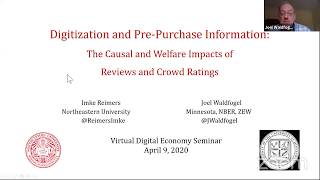 Joel Waldfogel - Digitization and Product Discovery: Reviews and Crowd Ratings (with Imke Reimers) video