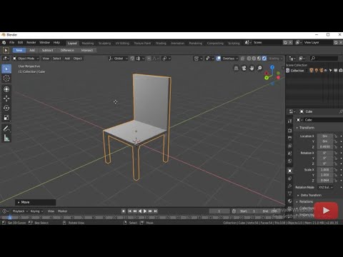 How to make a basic chair in blender 2.80 for beginners