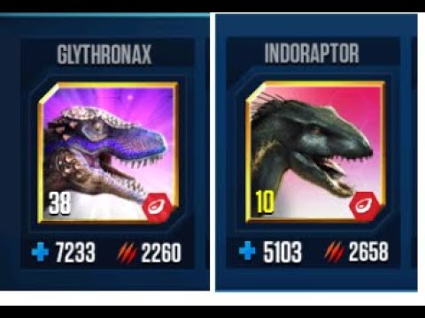 GLYTHRONAX BATTLE INDORAPTOR II Jurassic World The Game II Dinosaurs Game