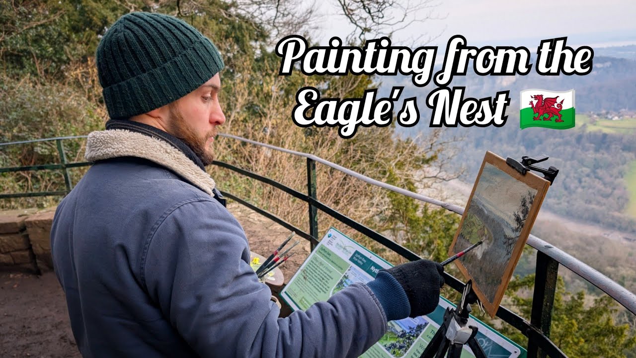 Painting a Breathtaking View from the Eagle's Nest Over the River Wye, Wales