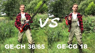 Einhell GE-CH 36/65 gegen GE-CG 18 Heckenscherenvergleich