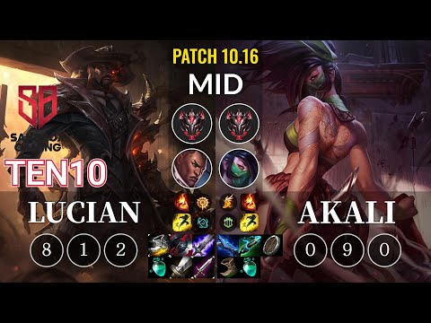 SB Ten10 Lucian vs Akali Mid - KR Patch 10.16