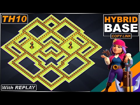 NEW TH10 HYBRID (FARMING/TROPHY) Base with REPLAY 2021!! TH10 base COPY LINK - Clash of Clans