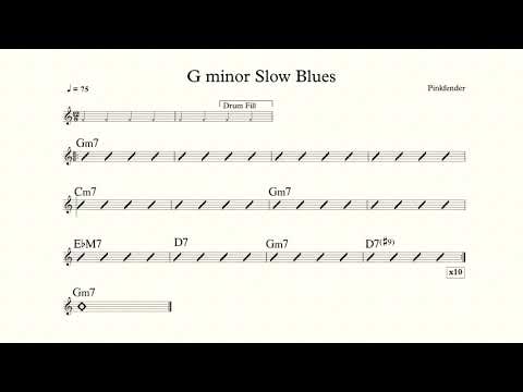 G minor Slow Blues Backing Track bpm 75