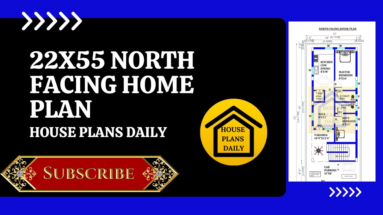 22x55 North Facing Home Plan | Vastu House Plan