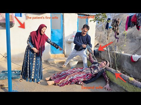 Husband's intense anger at monster's second wife due to tension with sick first wife....