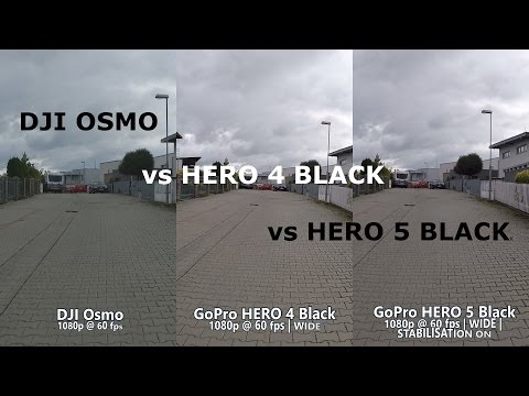 DJI OSMO vs GoPro HERO4 BLACK vs GoPro HERO5 BLACK: comparison SIDE-BY-SIDE (1080p, 60fps)