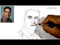 Drawing of Hollywood actor Akshay Kumar | Step by step easy pencil sketch for beginners