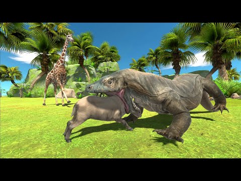KOMODO DRAGON HUNTING ANIMALS IN WOODLAND - Animal Revolt Battle Simulator