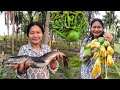 Cooking and Eating Pumkin Leaves and Baby Pumpkins in Village | Bought A Local Fish | Village Lifes