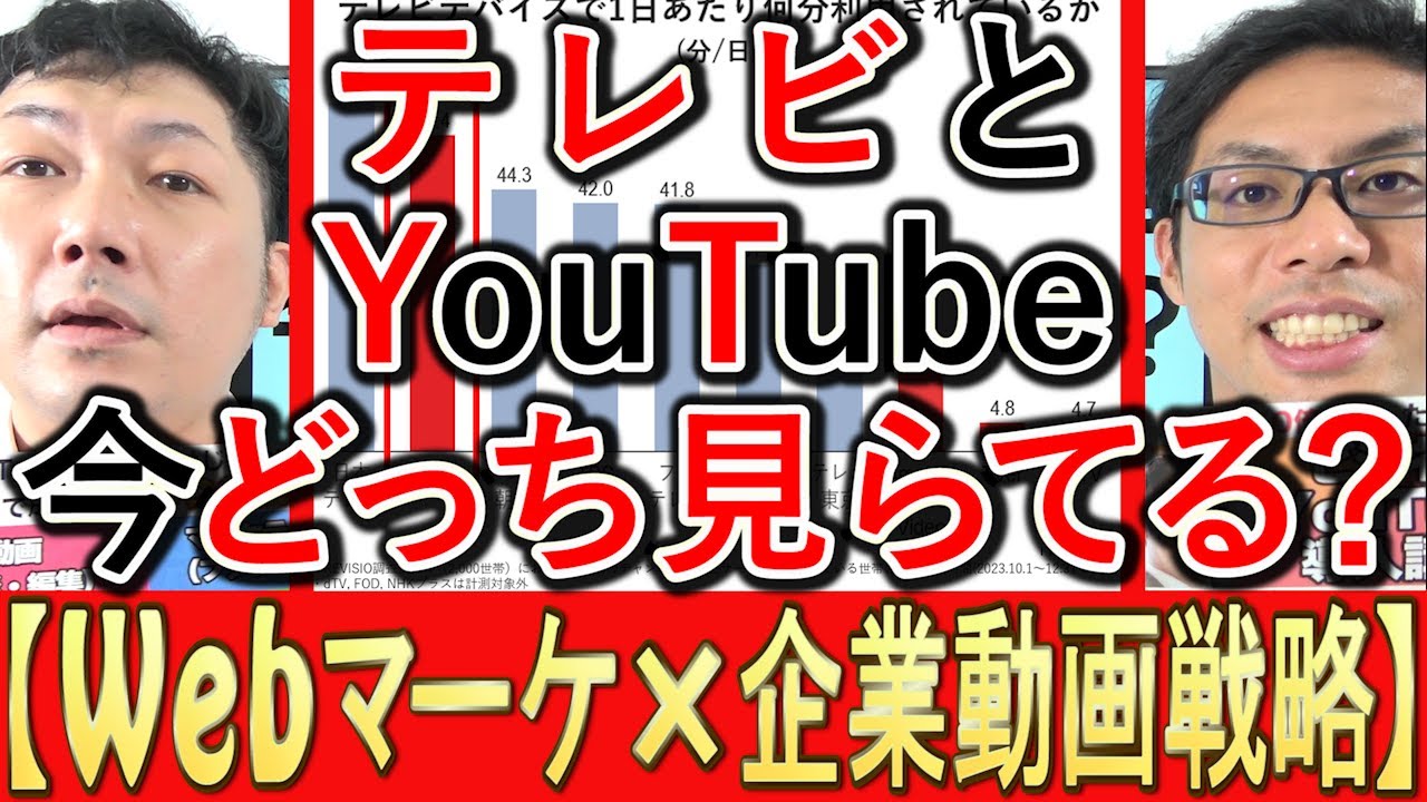 テレビとYouTubeでは今どちらが見られているのかを解説する動画のサムネイル