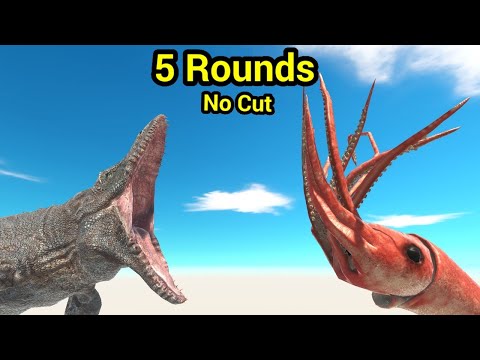 Mosasaurus vs Colossal squid 5 Round no cut animal revolt battle simulator