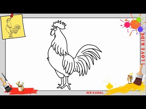 Hahn zeichnen schritt für schritt für anfänger & kinder - Zeichnen lernen 1