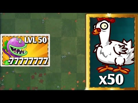 All Plant Use 1 Power Up VS 50 Chicken Zombie || Who Will Win || PVZ2