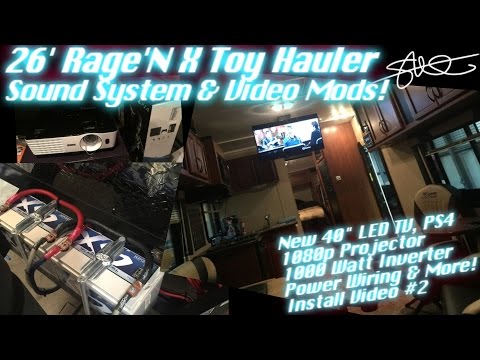 RAGE'N X TOY HAULER SOUND SYSTEM & Video MODS - 40" LED TV, PS4, Projector, Dish Network video 2
