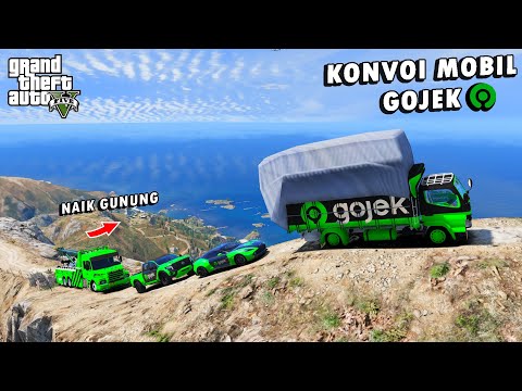 Konvoi MOBIL dan TRUK GOJEK Naik Ke Puncak GUNUNG TERTINGGI di GTA 5 !!!