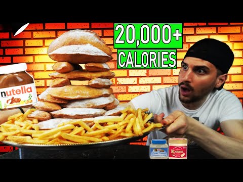 CALZONI FRITTI NUTELLA CHALLENGE (PANZEROTTI) CON FRENCH FRIES | 20,000 CALORIE | 4 KG +|MAN VS FOOD