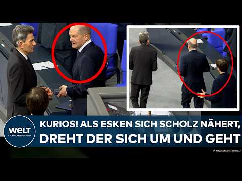 BUNDESTAG: Nach Vertrauensfrage! Kurios! Als Esken sich Scholz nähert, dreht der sich um und geht