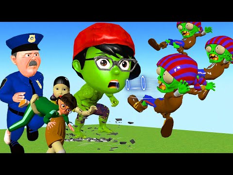 Nick is a Giant Hero - Squid Game (오징어 게임) Tani troll Nick vs Zombies Funny Animation