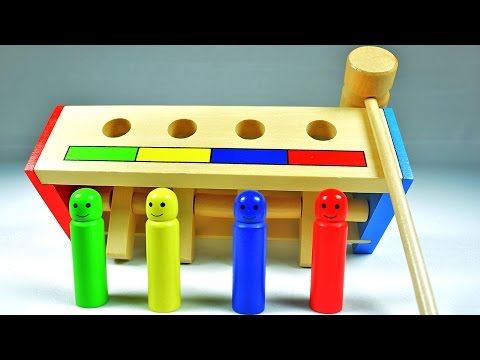 Baby toy learning colors video hammer ball pop up wooden toys learn English fun game for children Video