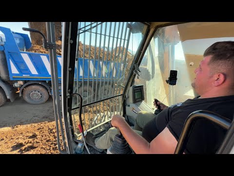 Liebherr 964 Excavator Loading Mercedes & MAN Trucks - Operator View - 4k