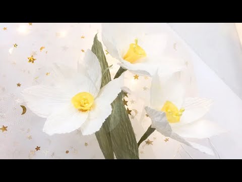 Paper flower tutorial  teach you to make daffodils with crepe paper,