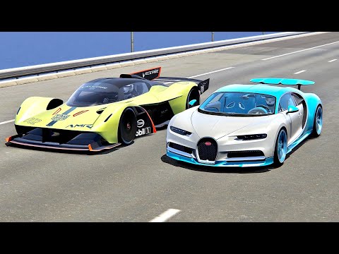 Aston Martin Valkyrie AMR Pro vs Bugatti Chiron - Drag Race 2KM