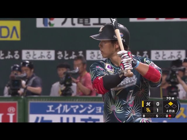 【4回表】初球を狙い打ち!! マリーンズ・鈴木 フェンス直撃の同点タイムリー!! 2018/8/28 H-M