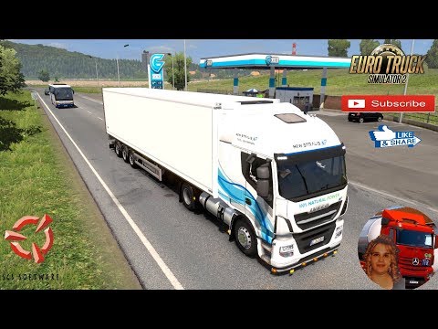 Euro Truck Simulator 2 (1.35) Iveco Hi Way NP in Germany Delivery Vak Trailer by Kast + DLC's & Mods