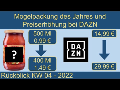 Mogelpackung des Jahres, DAZN Preiserhöhung, KfW Förderung und Strafzinsen | Rückblick KW 04 2022