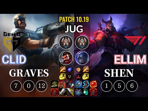 GEN Clid Graves vs T1 Ellim Shen Jungle - KR Patch 10.19