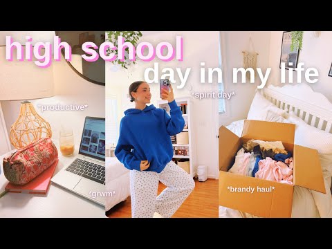 realistic high school day in my life vlog 💝 *productivity, spirit day, brandy haul*