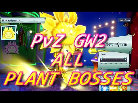 Plants vs Zombies Garden Warfare 2 All Plant Bosses | Sunflower Queen | Super Bean | Big Stump...