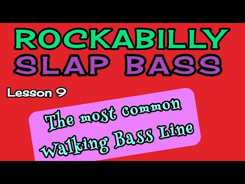 Rockabilly Slap Bass Lesson 9 mixolydian scale "The most common walking bass line"with  b7th w/TABS