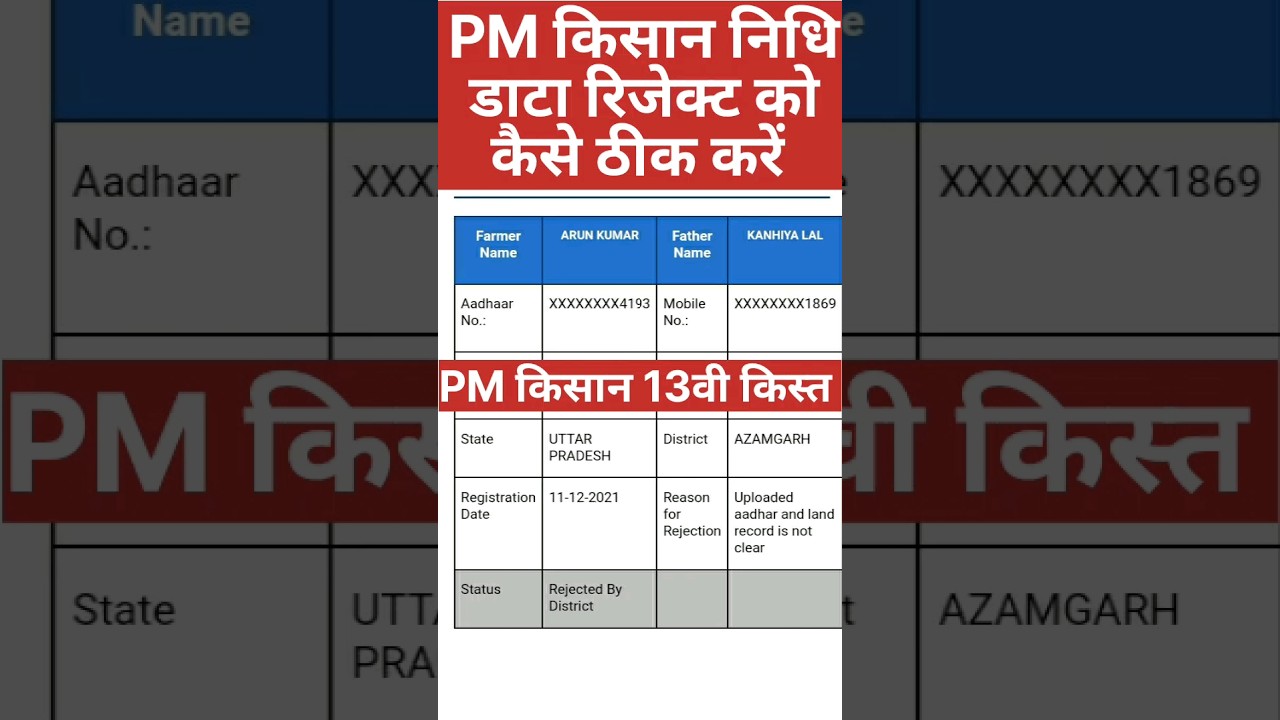 Pm किसान की Rejected at district को कैसे ठीक करें #Pmkishan #video #ytshorts #shorts