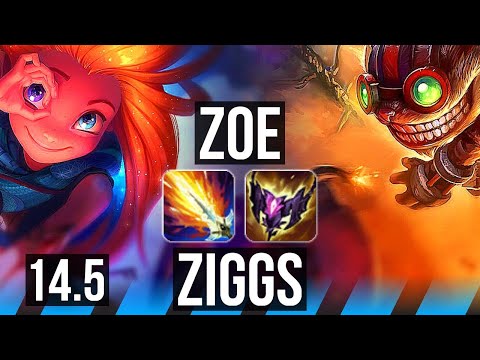 ZOE vs ZIGGS (MID) | 68% winrate, 15/2/4, Dominating | KR Master | 14.5