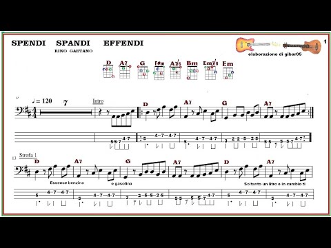 Spendi spandi effendi Rino Gaetano per ukulele e ukubass