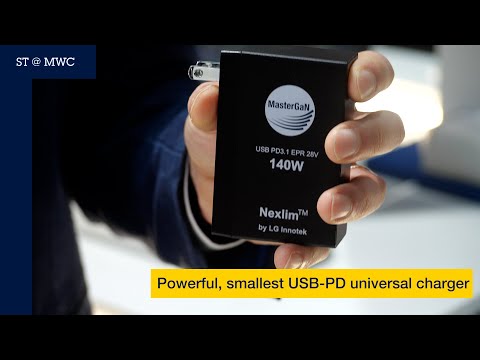 ST @ MWC: Powerful, smallest USB-PD universal charger (ST-ONEHP digital controller and MASTERGAN1)